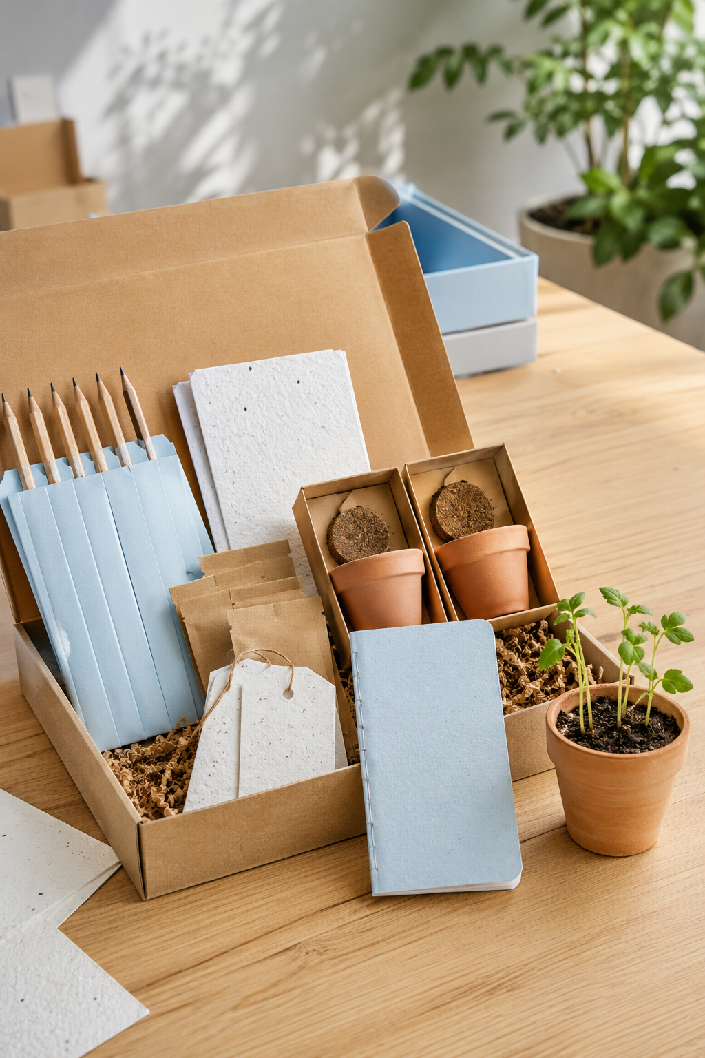 Pflanzbares Giveaway-Paket mit Samenbleistiften, Saatgut und individuell zusammenstellbaren Werbeartikeln
