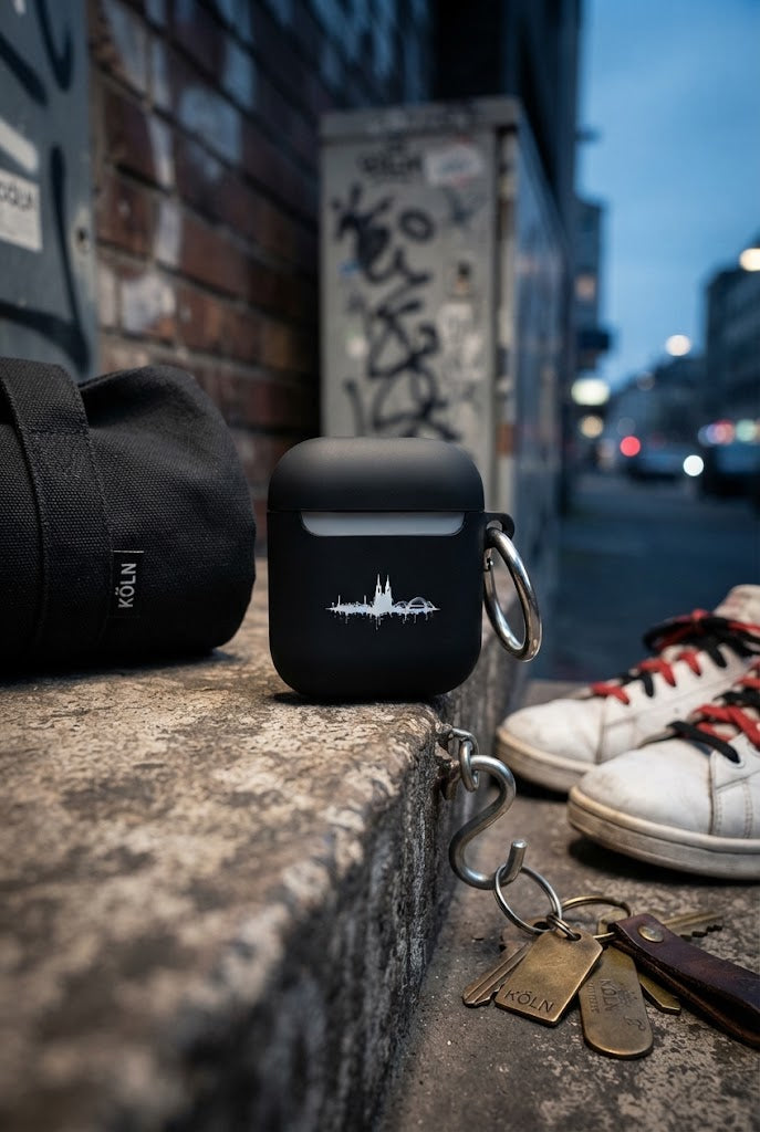 KÖLLE VERLÄUFT AirPods Case mit Kölner Skyline im Drip-Look