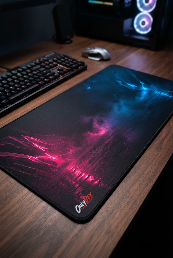 PHASE//SHIFT Gaming Mousepad mit Magenta-Cyan-Neondesign