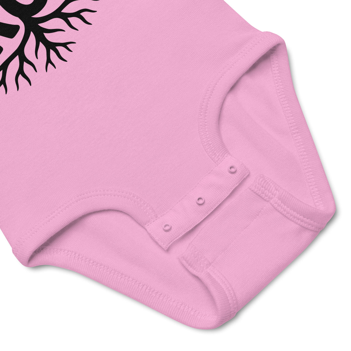 Detailansicht des Let It Grow Babybody in pink mit Pflanzenmotiv