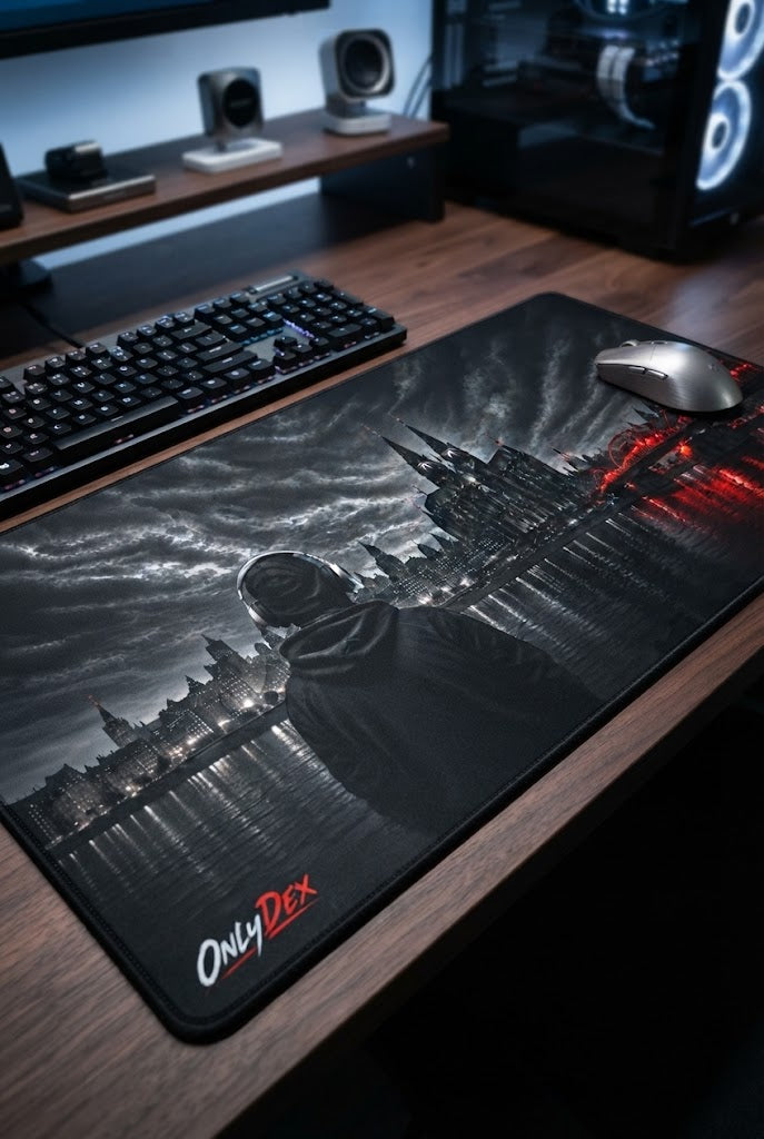 COLONIA NOIR Gaming Mousepad mit dunkler Kölner Skyline und roten Akzenten