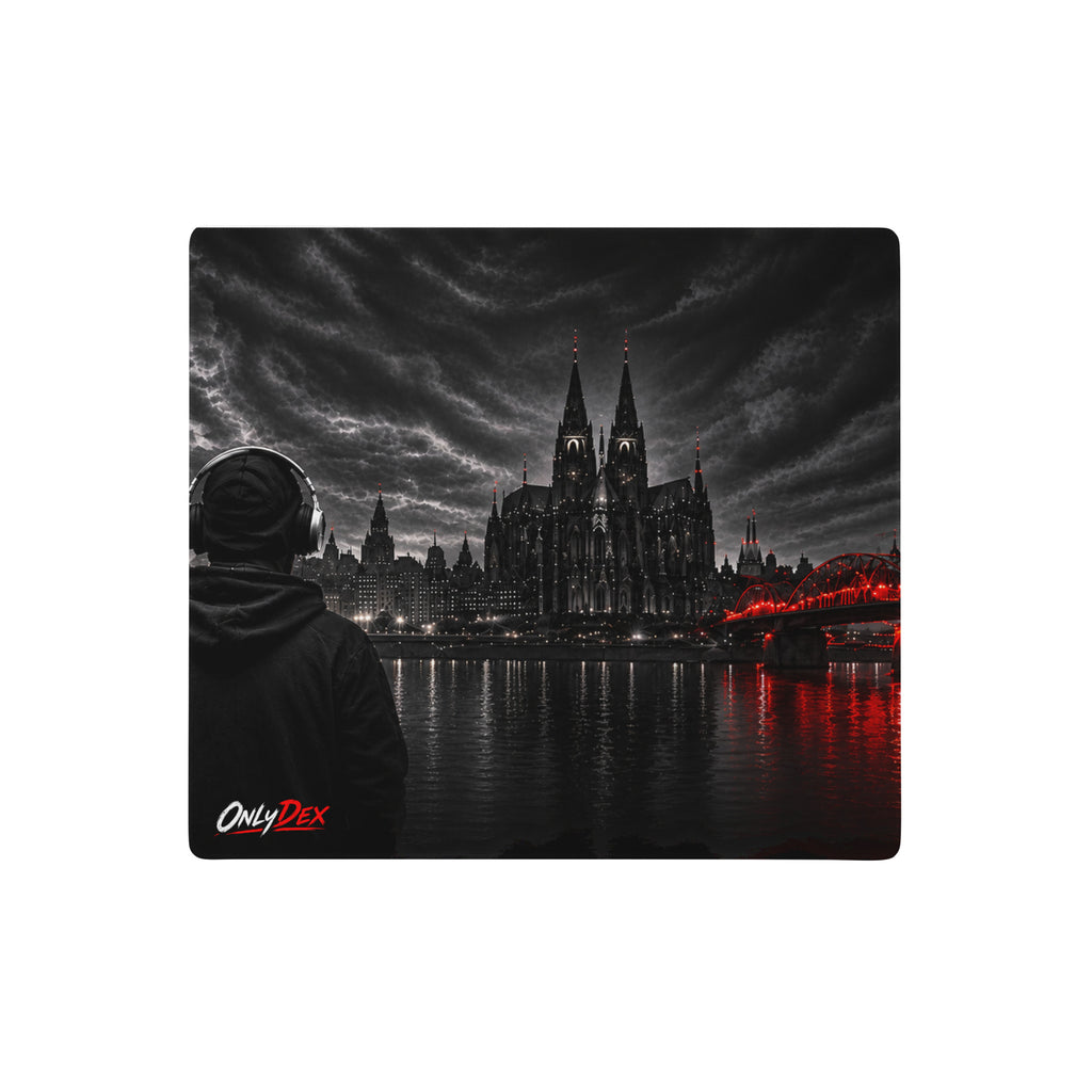 COLONIA NOIR Gaming Mousepad mit Köln Skyline in Weiß in 45,8 × 40,7 cm – Vorderansicht