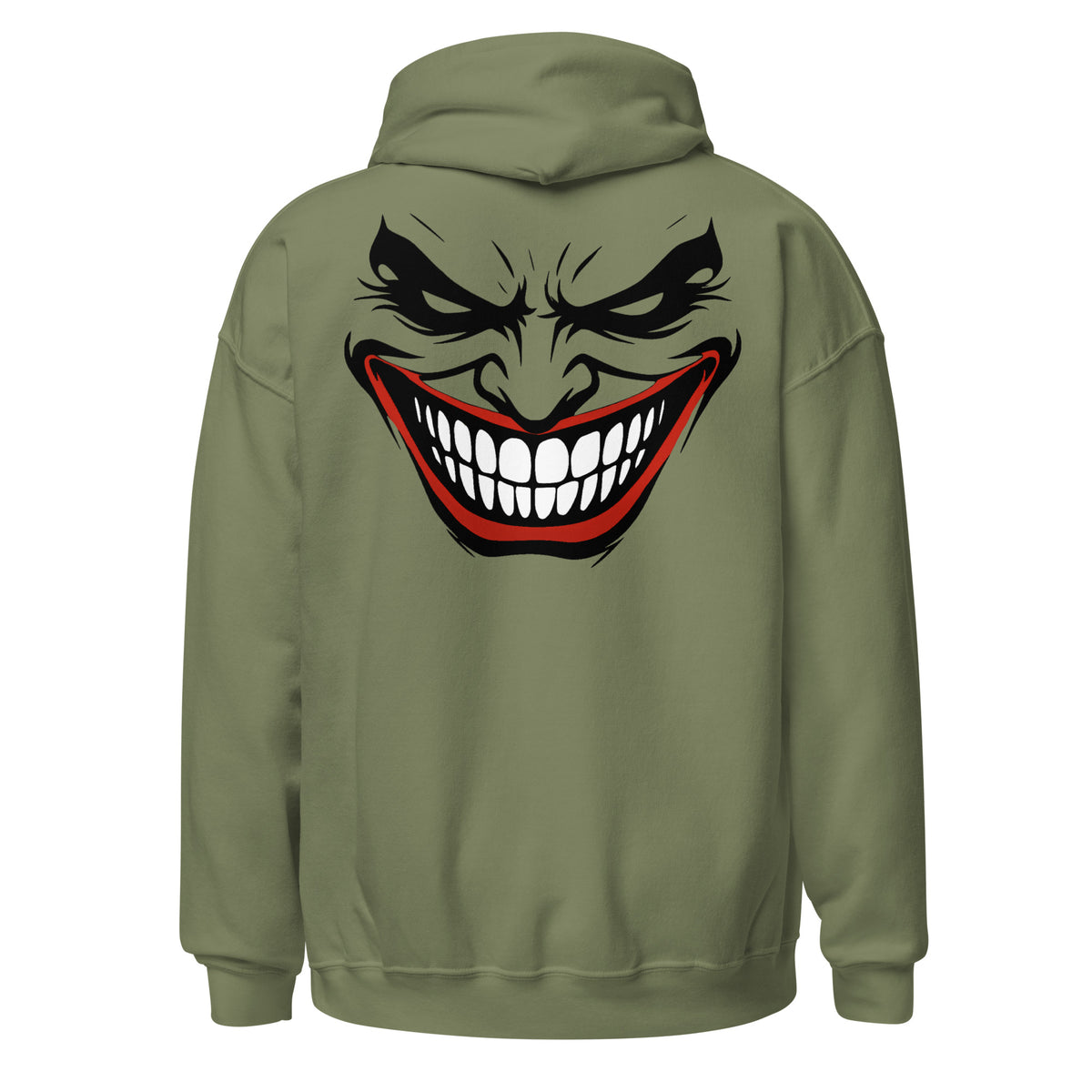 Militärgrüner MCCCXII JOKER Hoodie von hinten mit großem Rückenmotiv