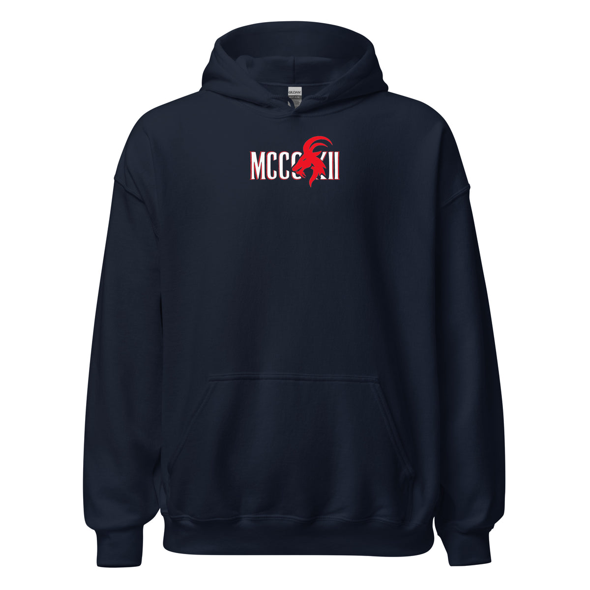 Navyblauer MCCCXII JOKER Hoodie von vorn mit kleinem Brustprint