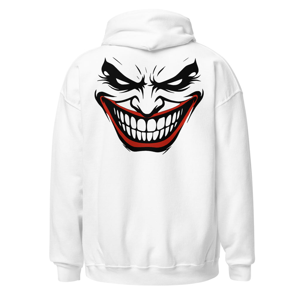 Weißer MCCCXII JOKER Hoodie von hinten mit großem Rückenmotiv