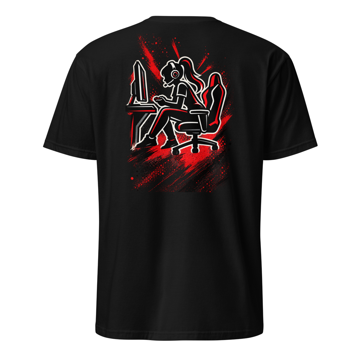 Gamer Girl Mode T-Shirt in Schwarz – Rückansicht