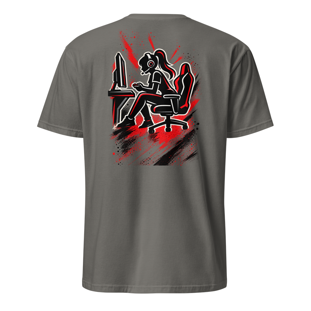 Gamer Girl Mode T-Shirt in Anthrazit – Rückansicht