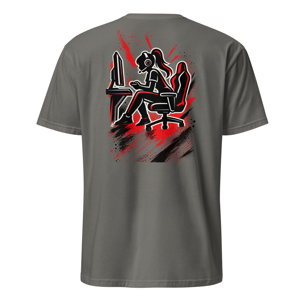 Gamer Girl Mode T-Shirt in Anthrazit – Rückansicht