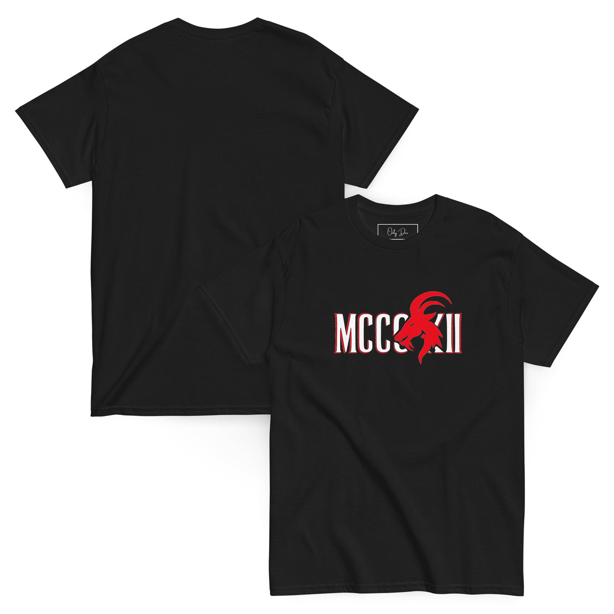 MCCCXII T-Shirt in Schwarz – Vorder- und Rückansicht
