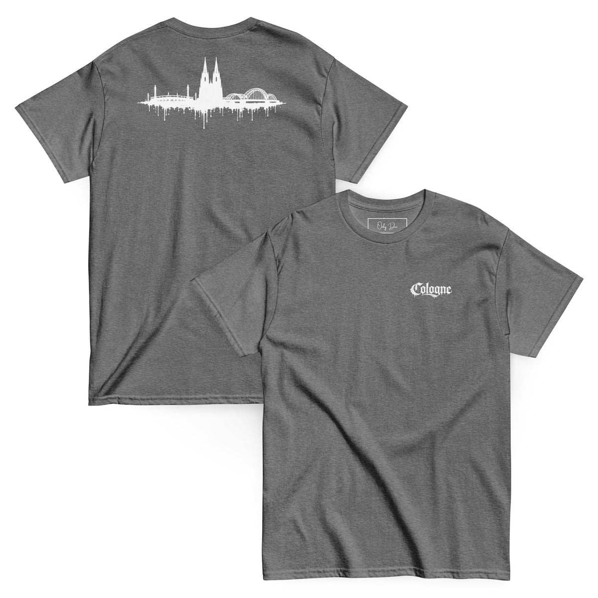 KÖLLE VERLÄUFT T-Shirt in Graphit meliert – Vorder- und Rückansicht