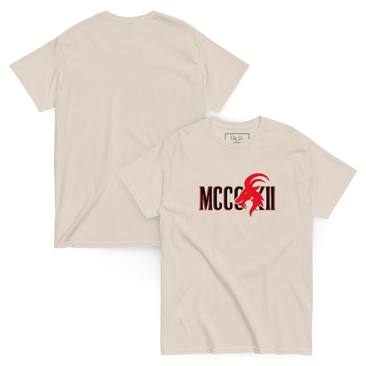 MCCCXII T-Shirt in Natur – Vorder- und Rückansicht