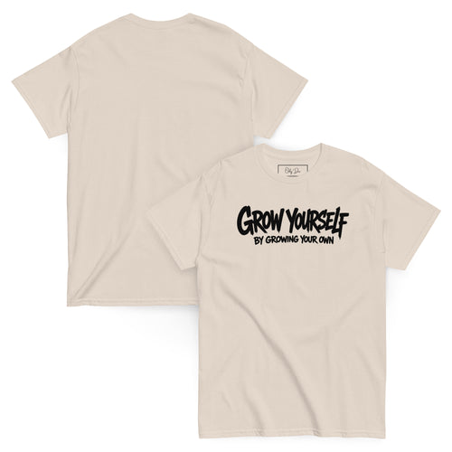 Grow Yourself T-Shirt in Natur – Vorder- und Rückansicht