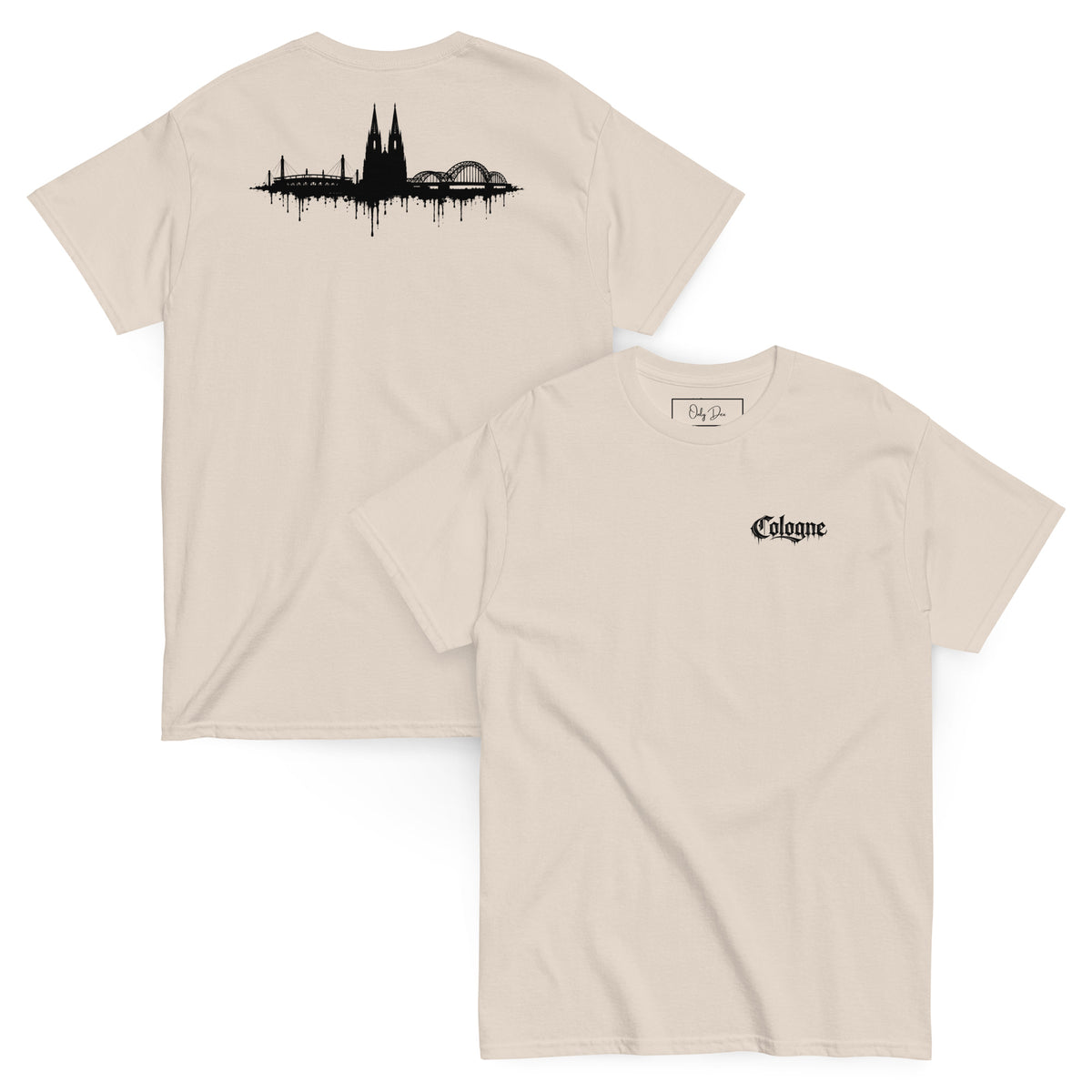 KÖLLE VERLÄUFT T-Shirt in Natur – Vorder- und Rückansicht