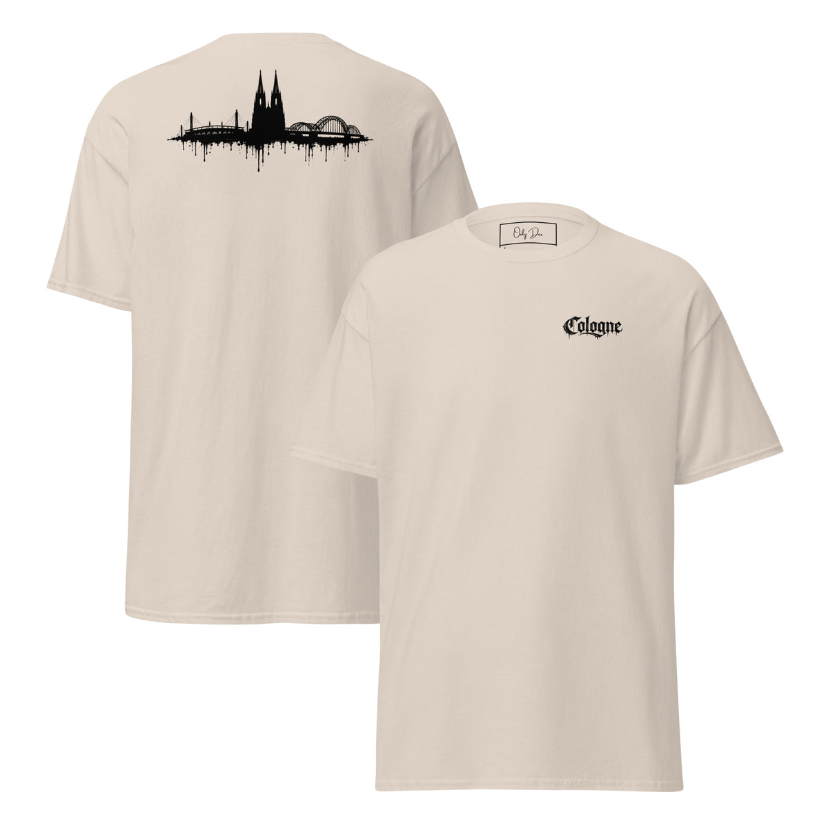 KÖLLE VERLÄUFT T-Shirt in Natur – Vorder- und Rückansicht