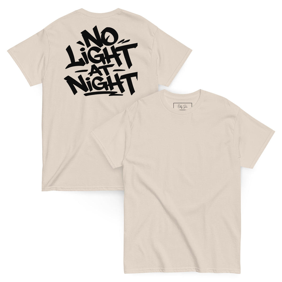 NO LIGHT AT NIGHT T-Shirt in Natur – Vorder- und Rückansicht