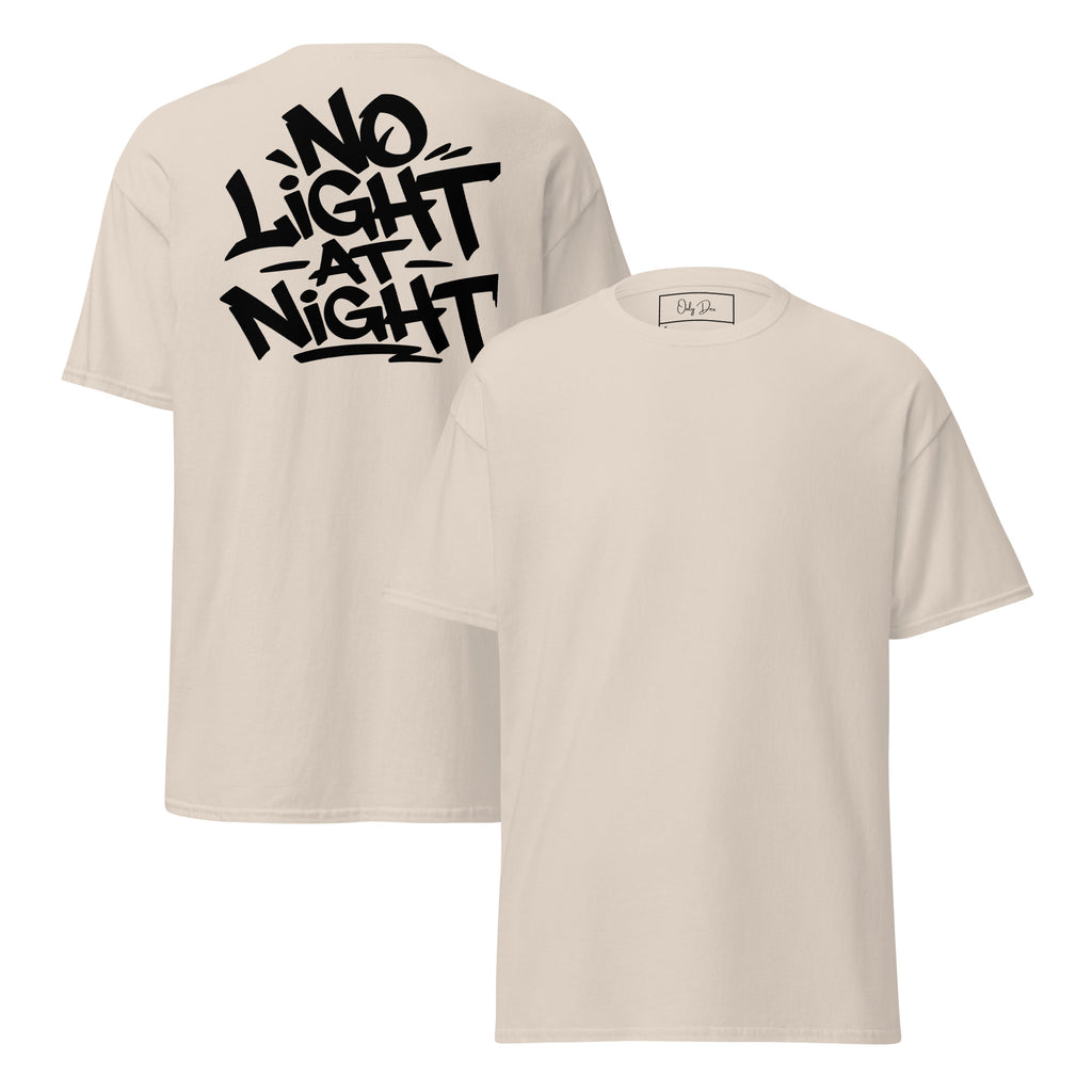 NO LIGHT AT NIGHT T-Shirt in Natur – Vorder- und Rückansicht