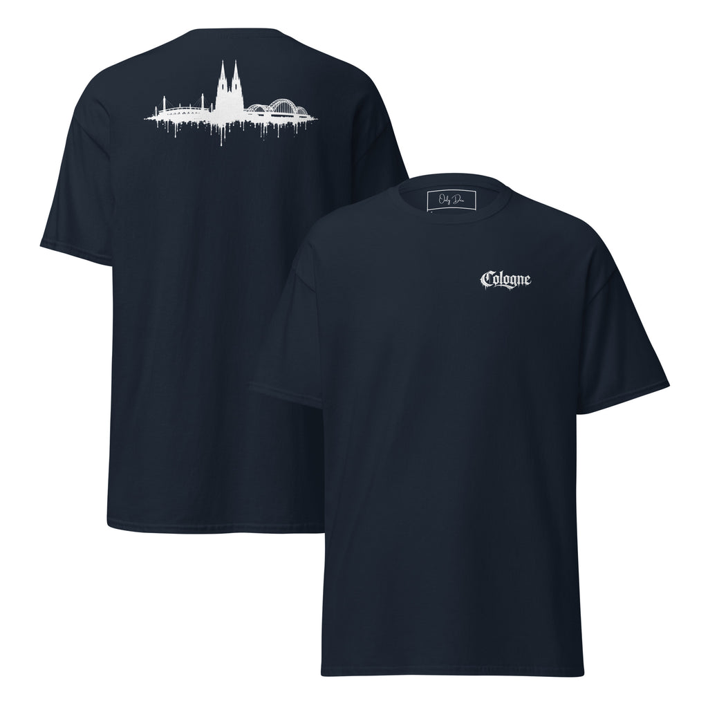 KÖLLE VERLÄUFT T-Shirt in Dunkelblau – Vorder- und Rückansicht