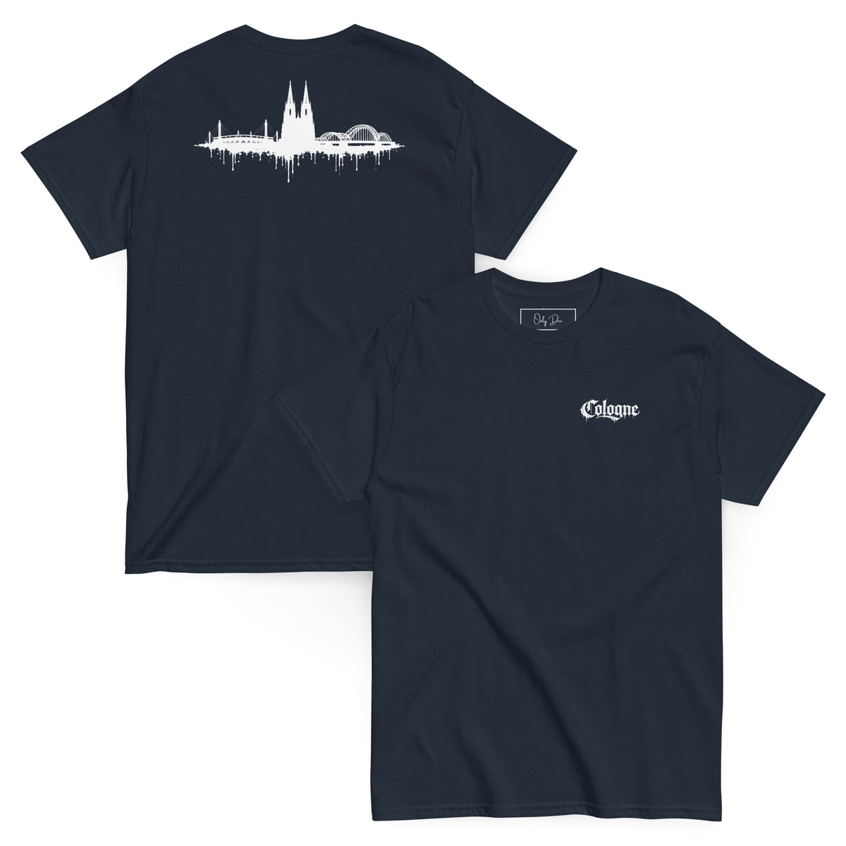 KÖLLE VERLÄUFT T-Shirt in Dunkelblau – Vorder- und Rückansicht