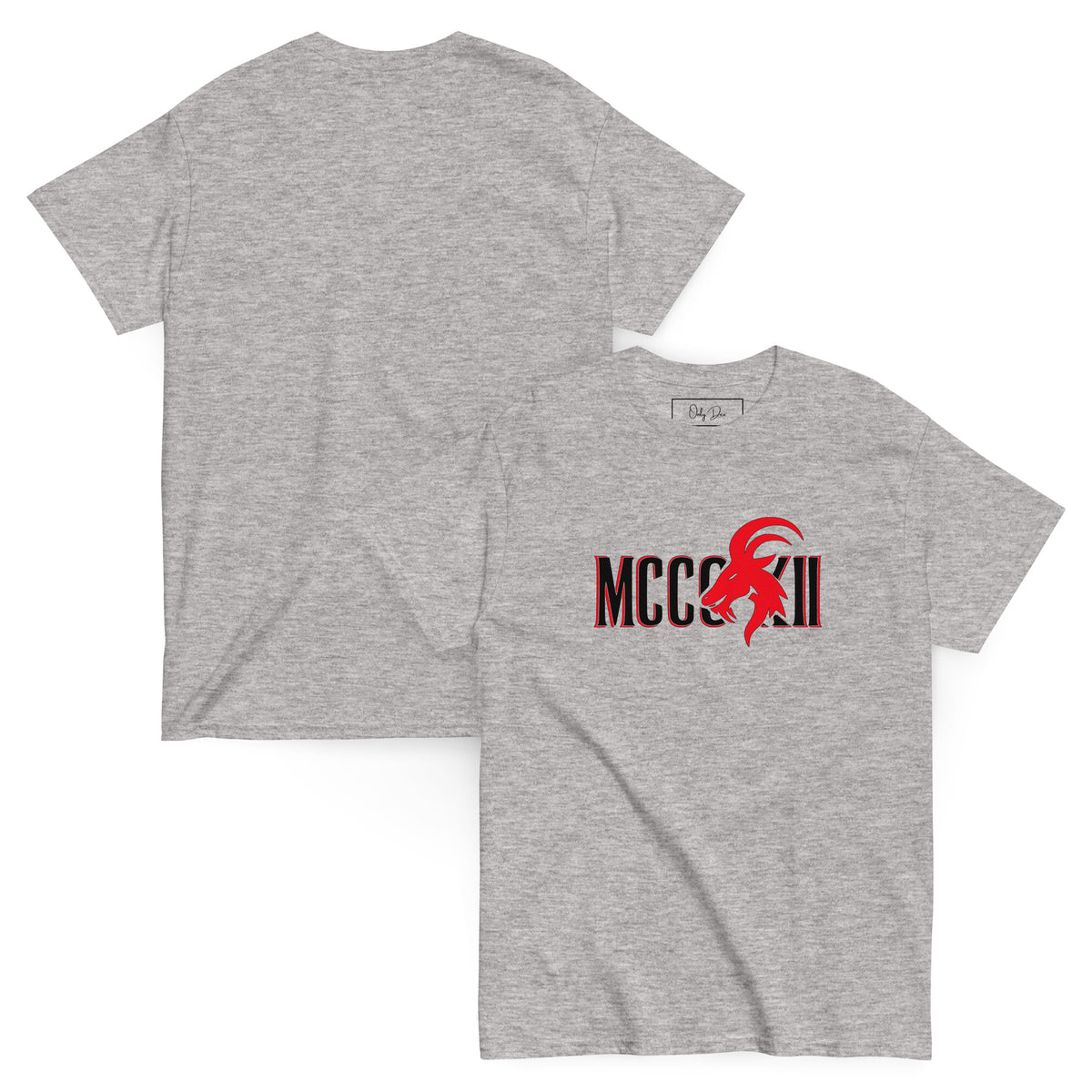 MCCCXII T-Shirt in Sportgrau – Vorder- und Rückansicht