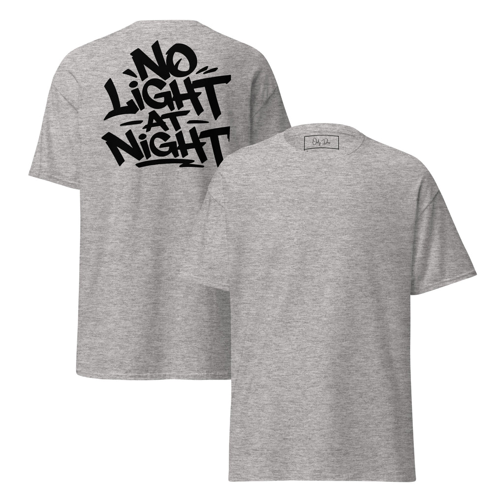 NO LIGHT AT NIGHT T-Shirt in Sportgrau – Vorder- und Rückansicht