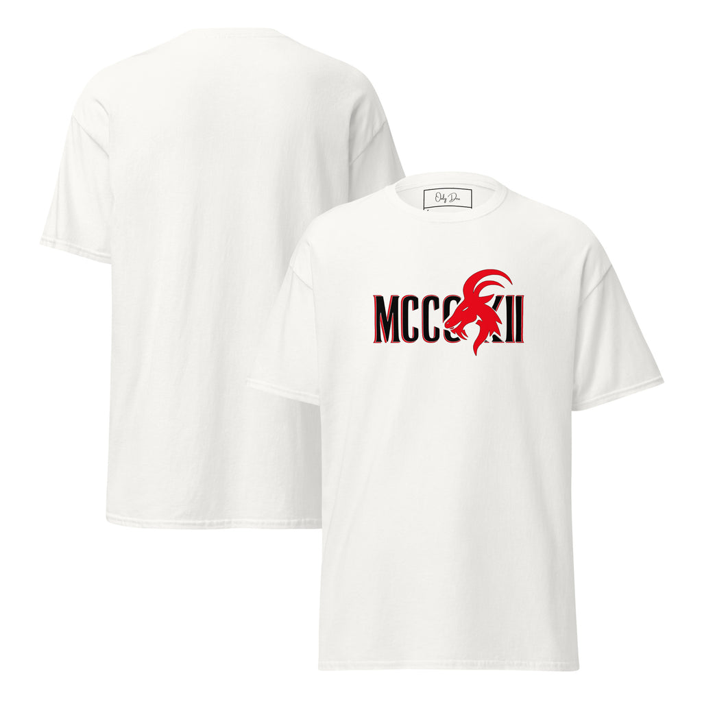 MCCCXII T-Shirt in Weiß – Vorder- und Rückansicht