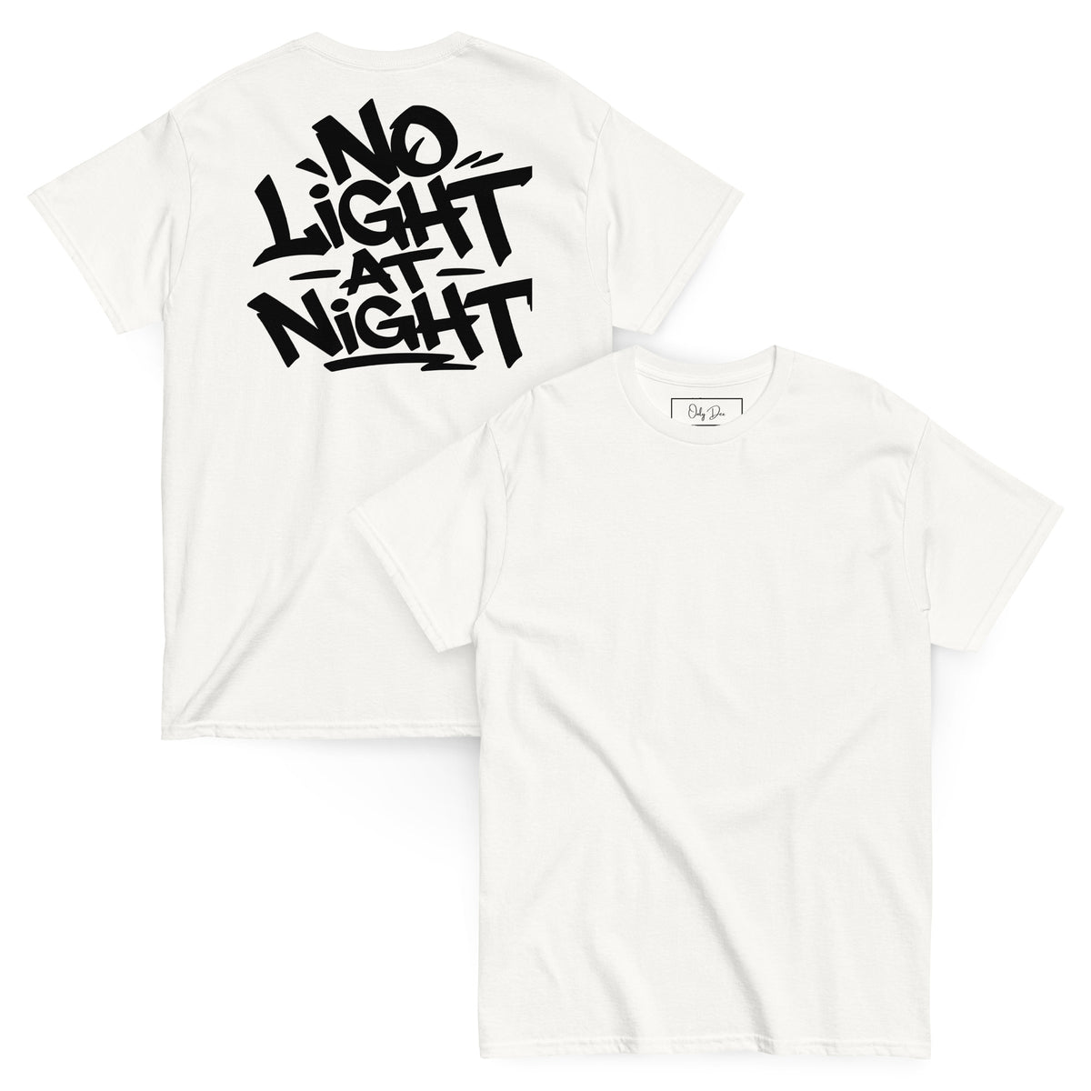 NO LIGHT AT NIGHT T-Shirt in Weiß – Vorder- und Rückansicht