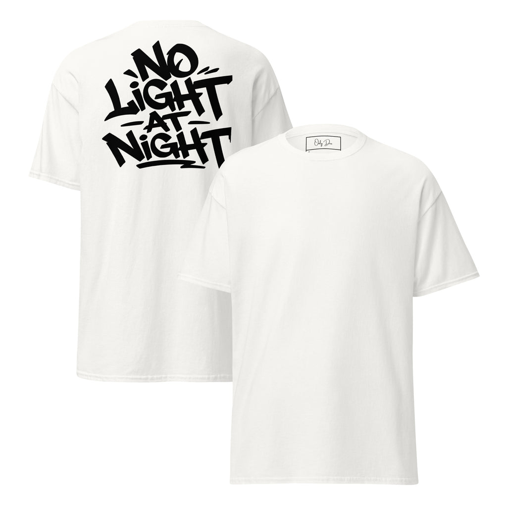 NO LIGHT AT NIGHT T-Shirt in Weiß – Vorder- und Rückansicht