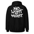NO LIGHT AT NIGHT Hoodie in Schwarz – Rückansicht