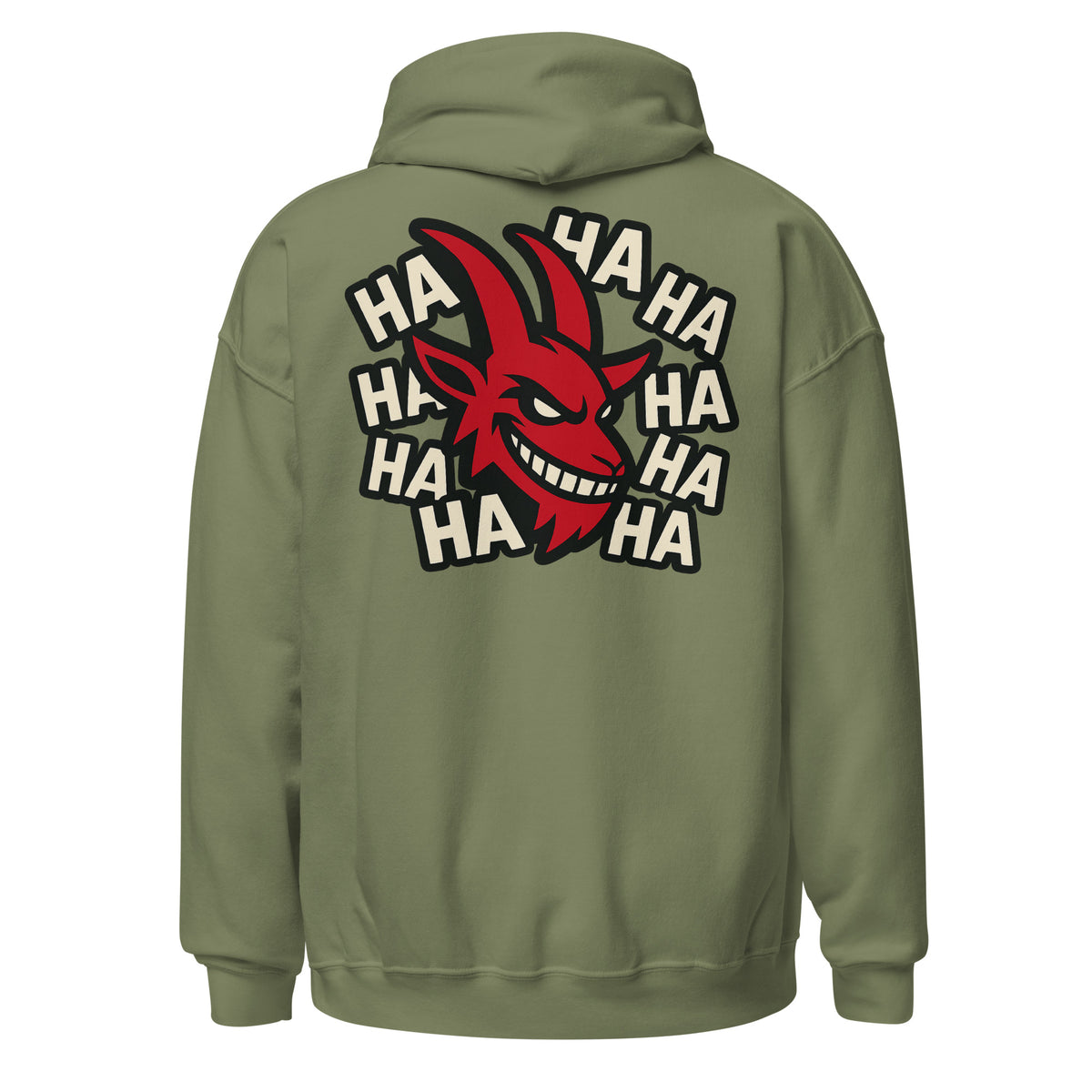 MCCCXII Laughing Goat Hoodie in Olivgrün – Rückansicht