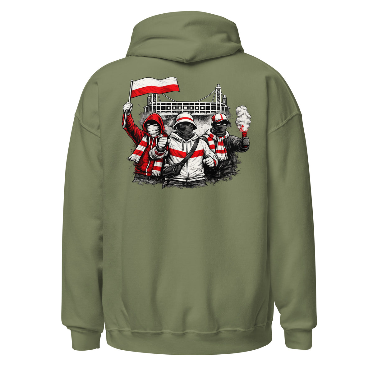 Köln Ultras Hoodie in Olivgrün – Rückansicht