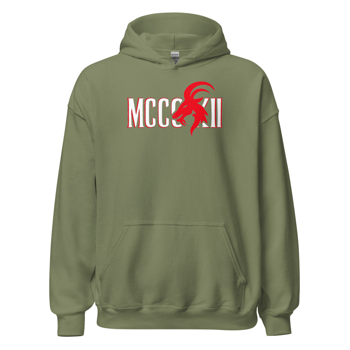 MCCCXII Hoodie in Olivgrün – Vorderansicht