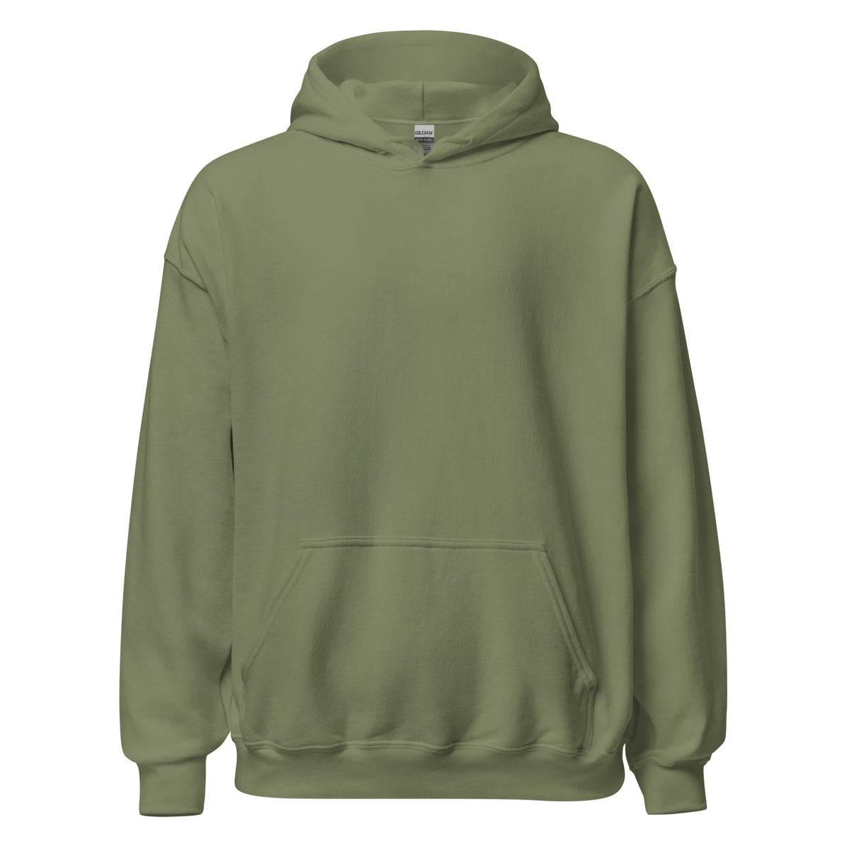 NO LIGHT AT NIGHT Hoodie in Olivgrün – Vorderansicht