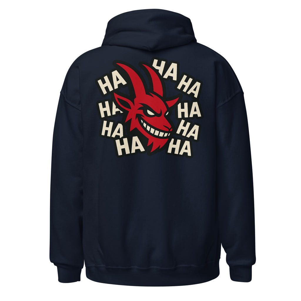 MCCCXII Laughing Goat Hoodie in Dunkelblau – Rückansicht