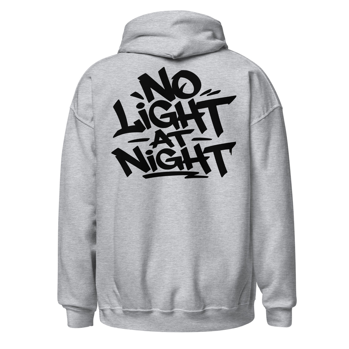 NO LIGHT AT NIGHT Hoodie in Sportgrau – Rückansicht
