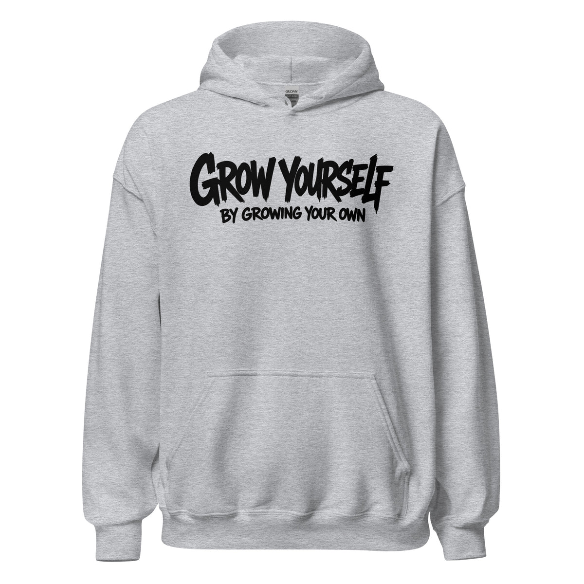 Grow Yourself Hoodie in Sportgrau – Vorderansicht