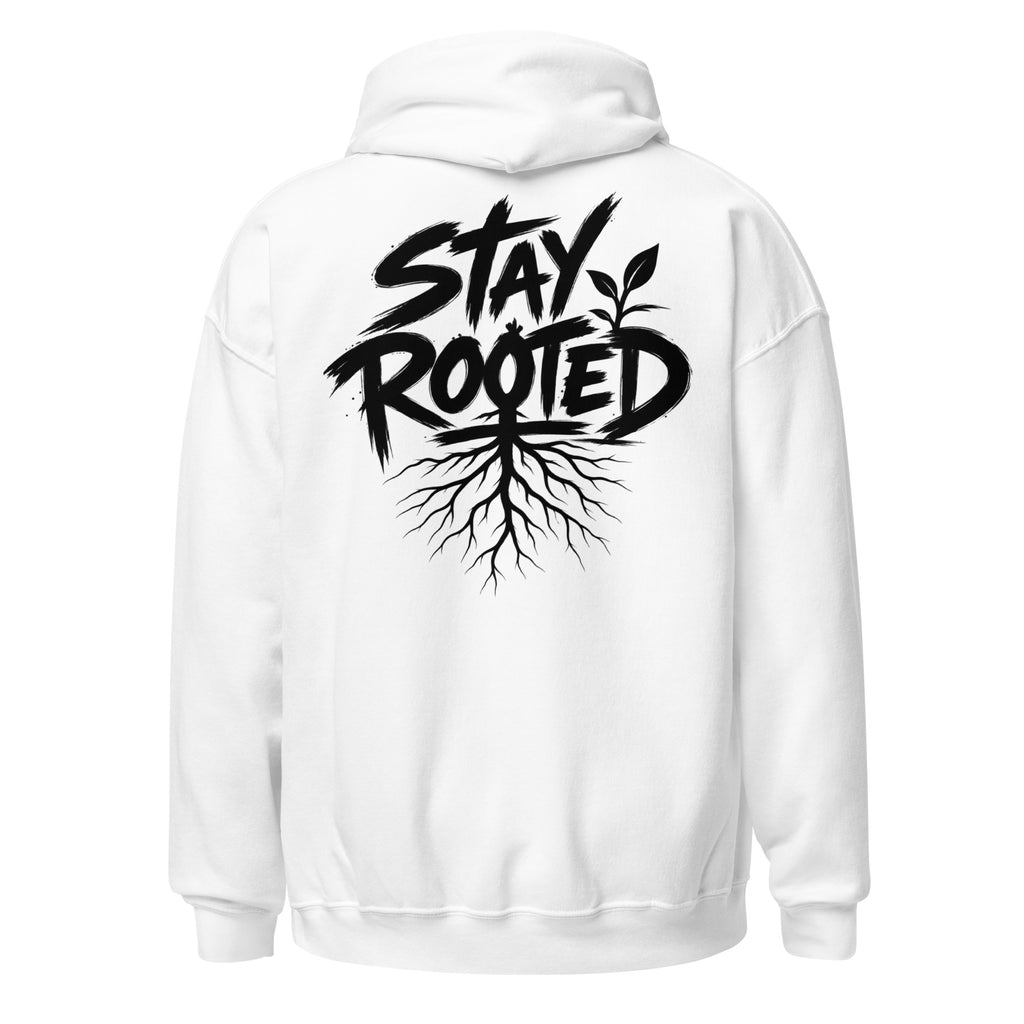 Stay Rooted Hoodie in Weiß – Rückansicht