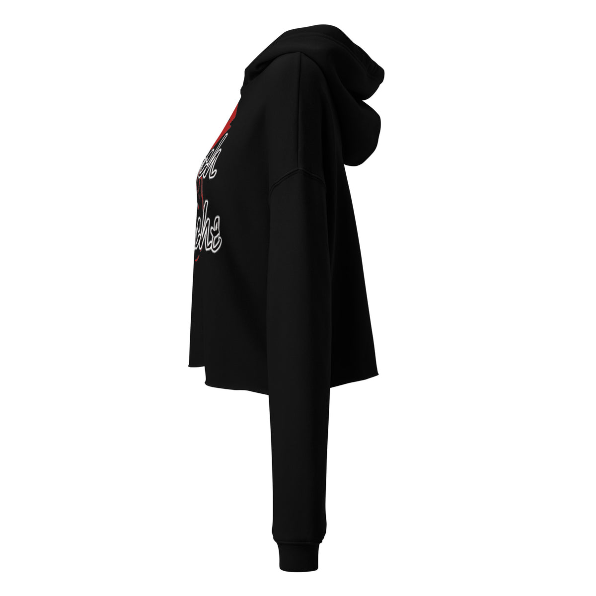 Kölsch Mädche Cropped Hoodie in Schwarz – linke Seitenansicht