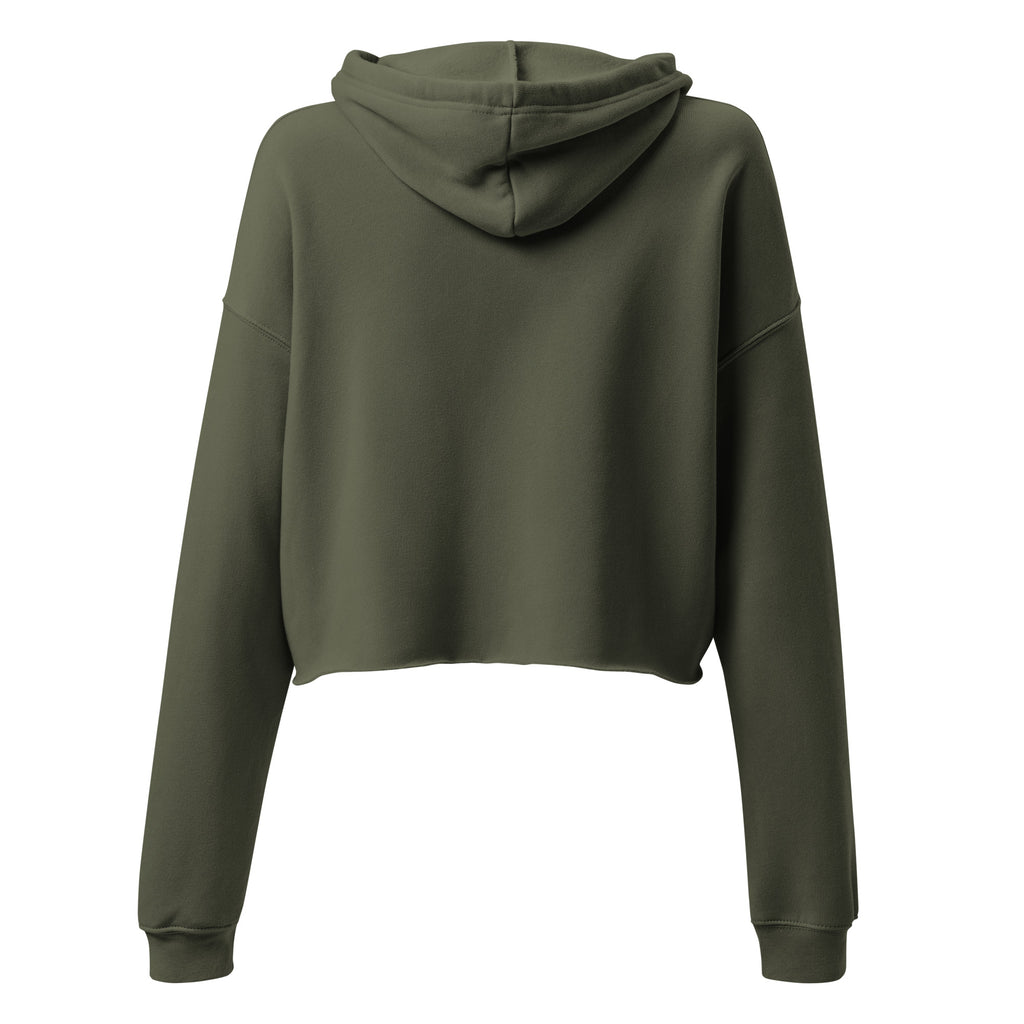 Kölsch Mädche Cropped Hoodie in Olivgrün – Rückansicht