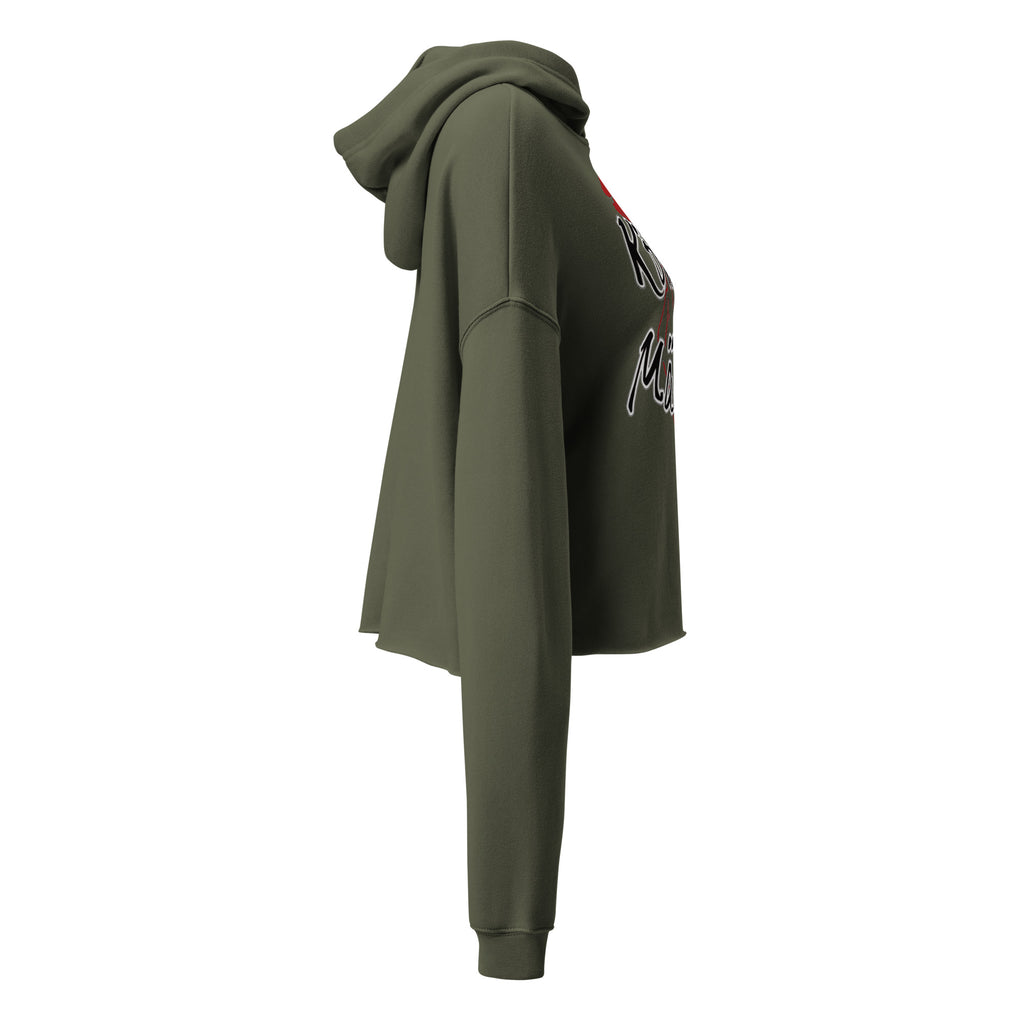 Kölsch Mädche Cropped Hoodie in Olivgrün – rechte Seitenansicht