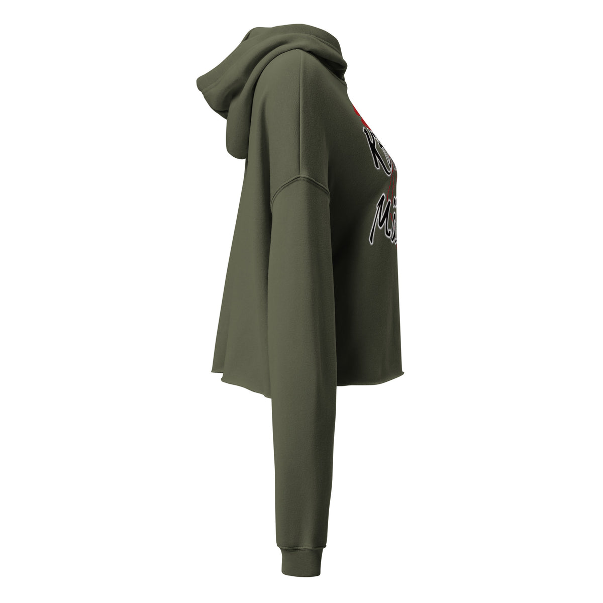 Kölsch Mädche Cropped Hoodie in Olivgrün – rechte Seitenansicht