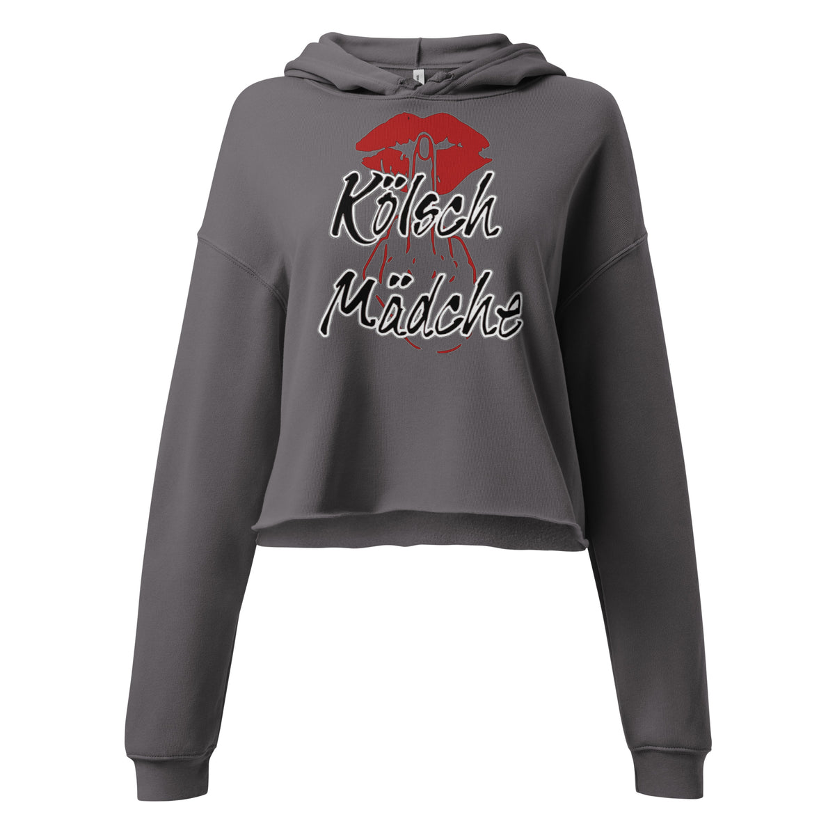 Kölsch Mädche Cropped Hoodie in Sturmgrau – Vorderansicht